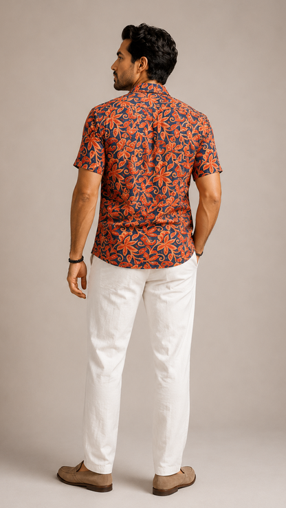 Men's Short Sleeve Silk Shirt
