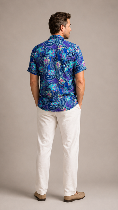 Men's Short Sleeve Silk Shirt