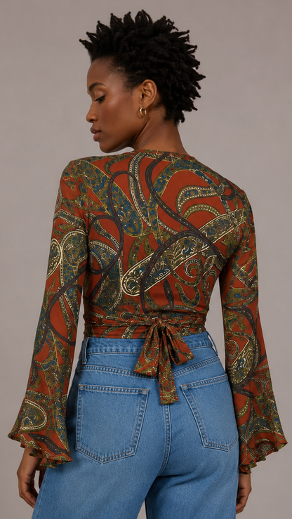 Regular Silk Wrap Top