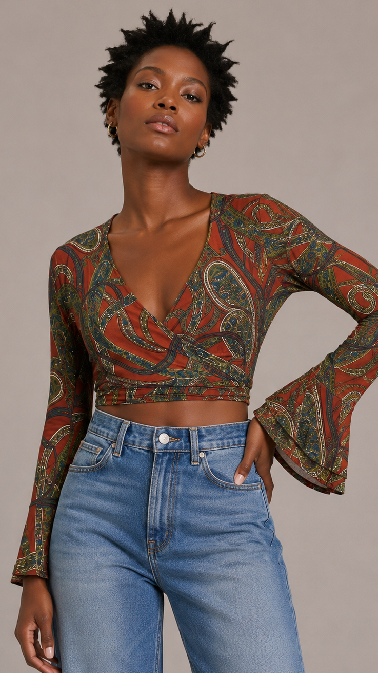 Regular Silk Wrap Top