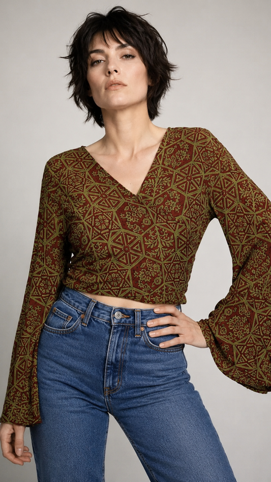 Plus Size Silk Wrap Top