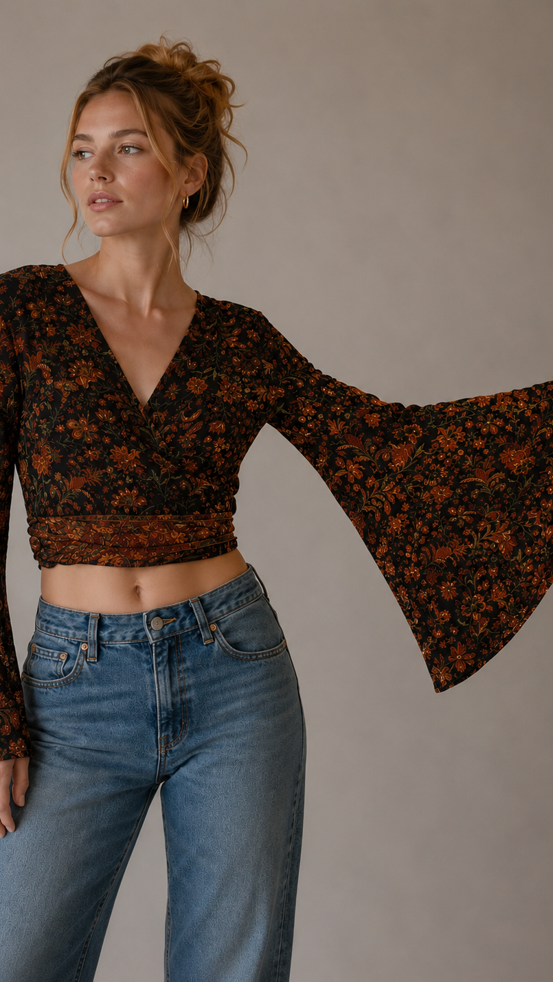 Plus Size Silk Wrap Top