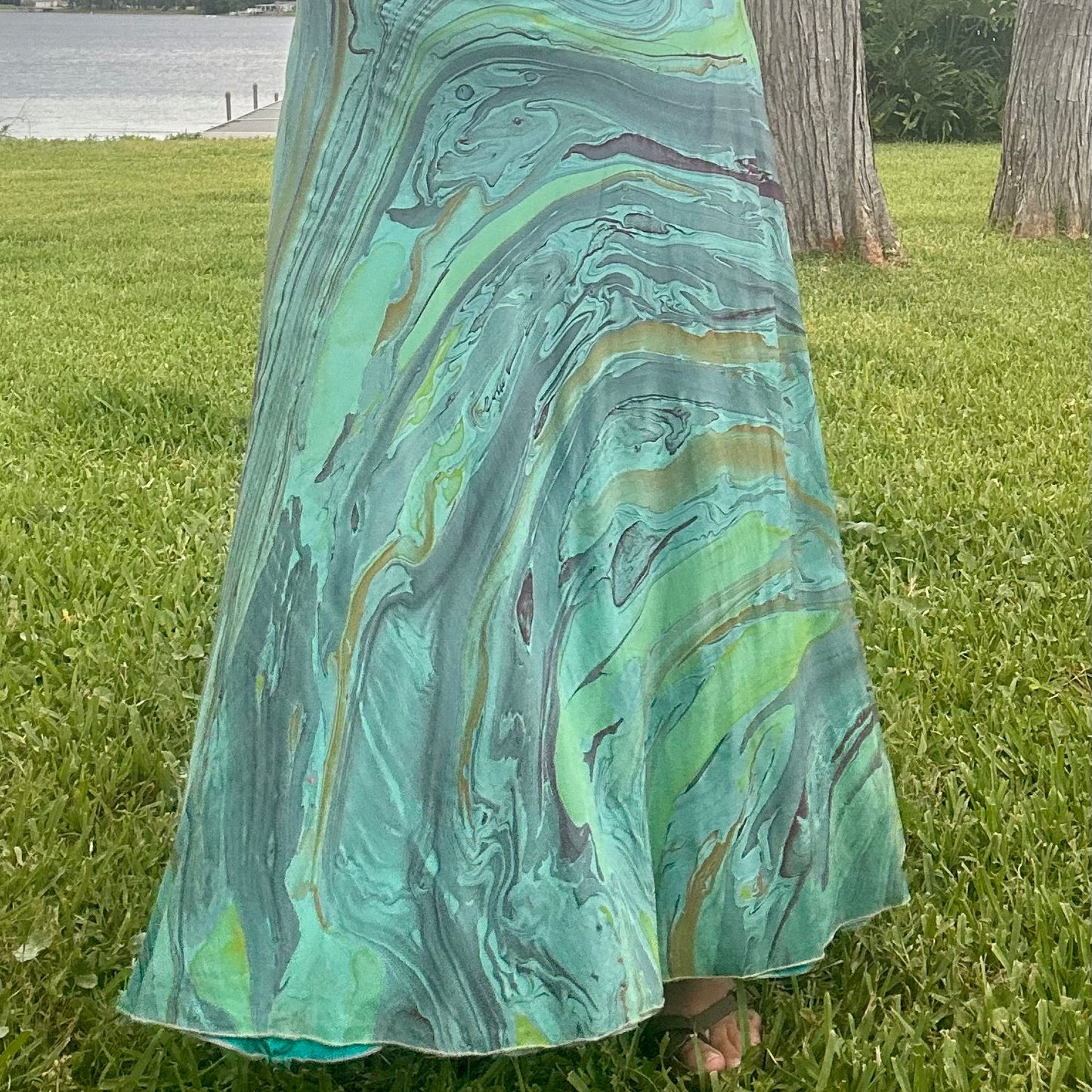 Hand-Marbled Crepe Wrap Skirt