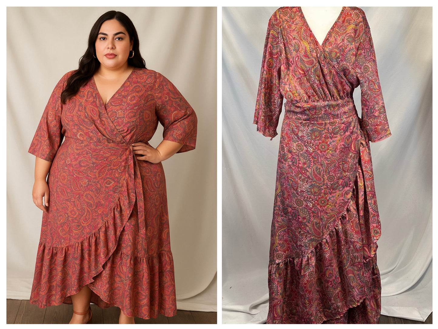 Aponi Butterfly Sleeve Wrap Dress