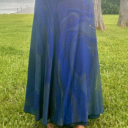 Hand-Marbled Crepe Wrap Skirt