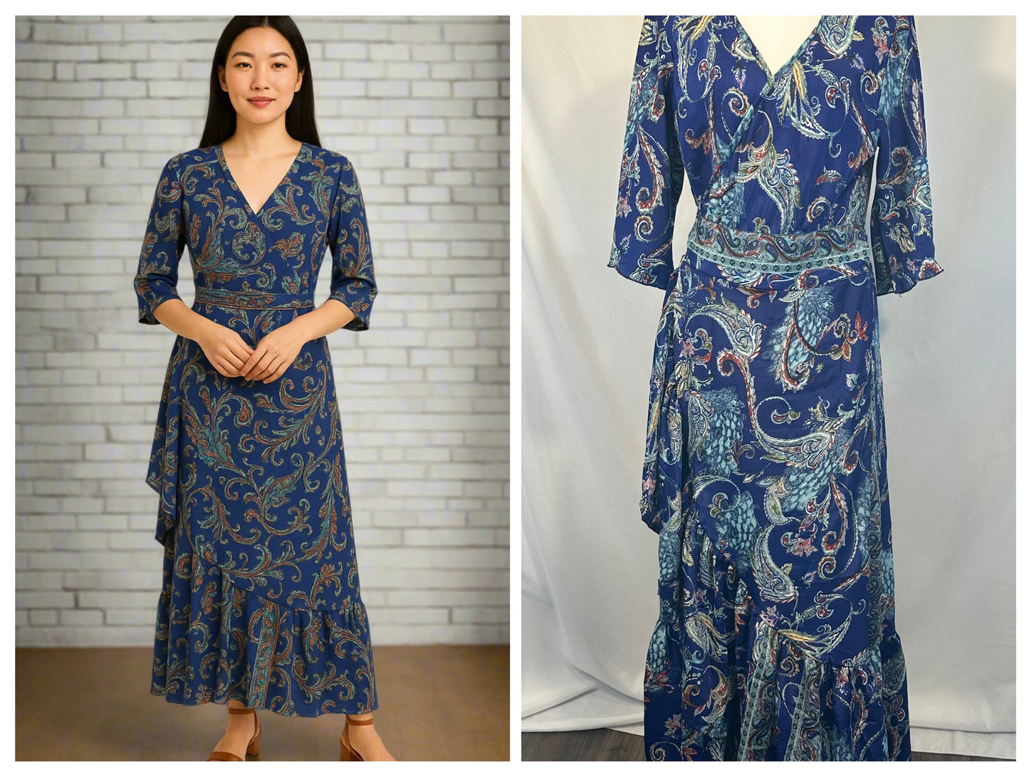 Aponi Butterfly Sleeve Wrap Dress