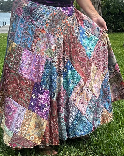 Patchwork Wrap Skirt
